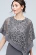 Stretch Knit Sheath with Asymmetrical Lace Cape RM Richards 2292