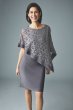 Stretch Knit Sheath with Asymmetrical Lace Cape RM Richards 2292