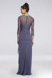 3/4 Sleeve Beaded A-Line Petite Dress with Ruching Alex Evenings 232833