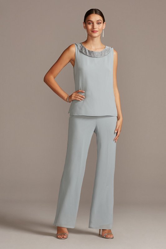 Chiffon Three-Piece Pantsuit with High-Low Jacket Le Bos 24799