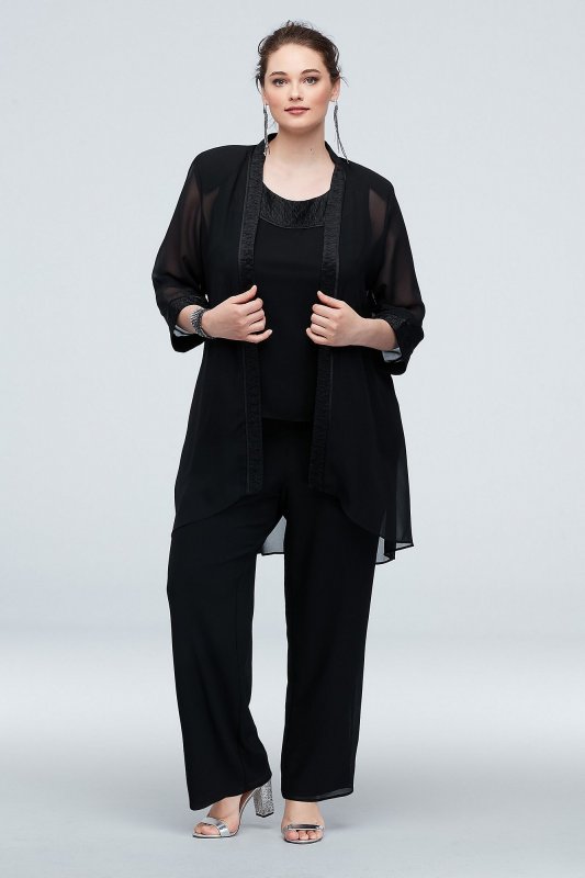 Chiffon Plus Size Pantsuit with High-Low Jacket Le Bos 25799