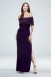 Off-the-Shoulder Foldover Ruched Gown with Slit Marina 262954D