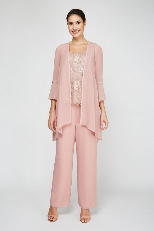 Three-Piece Lace and Georgette Jacket and Pant Set Le Bos 26975