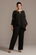 Georgette Pantsuit with Beaded Inset Sleeves Le Bos 27992