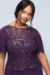 Flutter Sleeve Sequin Lace Plus Size Dress Le Bos 29168