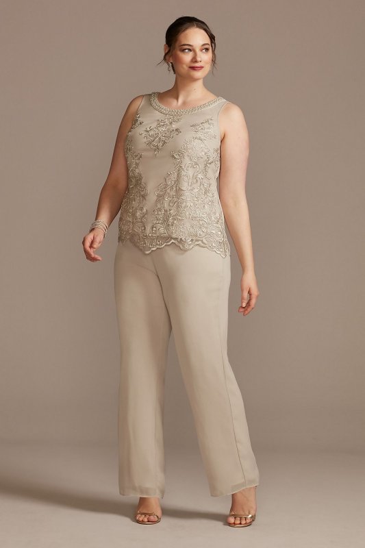 Embroidered Plus Size Three-Piece Pantsuit Le Bos 29293