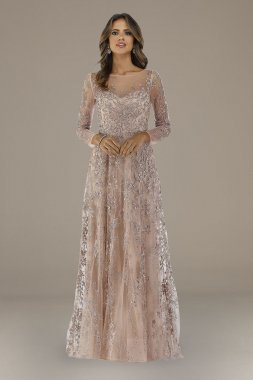 Lara Evette Lace A-Line Long Sleeve Gown Lara 29677