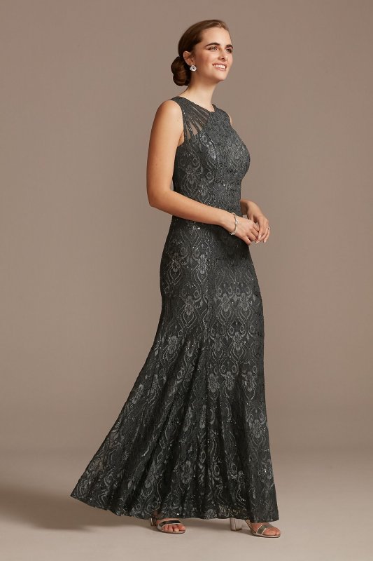 Sequin Lace Mermaid Dress with Illusion Detail RM Richards 3198