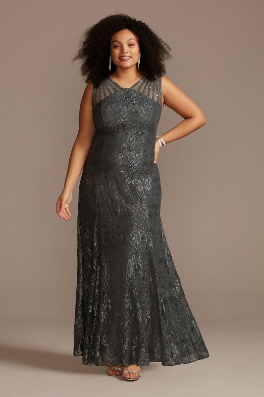 Sequin Lace Mermaid Plus Size Dress with Illusion RM Richards 3198W