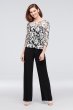 Chiffon Straight-Leg Pants with Picot Trim Alex Evenings 36025