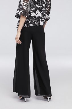 Wide-Leg Chiffon Pants with Side Slits Alex Evenings 378074