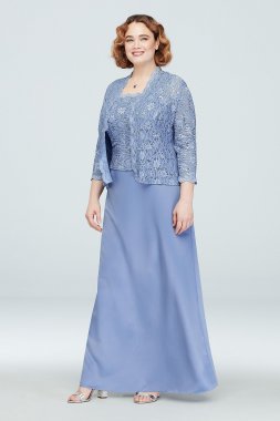 Scalloped Sequin Lace Plus Size Dress with Jacket Alex Evenings 4121198