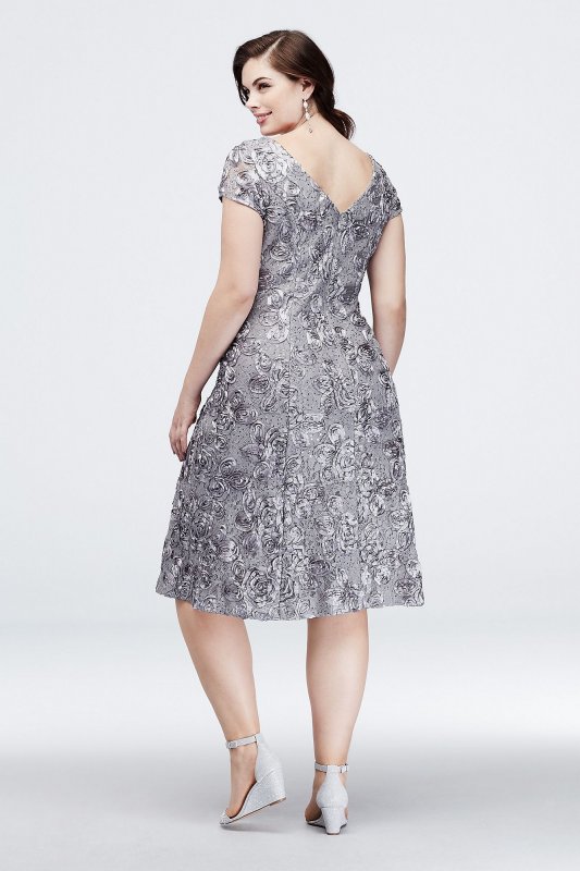 Short Plus Size A-Line Dress with Cap Sleeves Alex Evenings 4121570