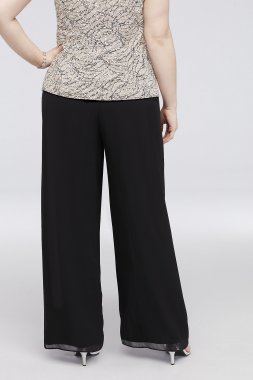 Chiffon Straight-Leg Plus Size Pants Alex Evenings 46025