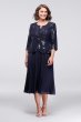 Sequined Tea-Length Plus Size Dress and Jacket Set Alex Evenings 496267D