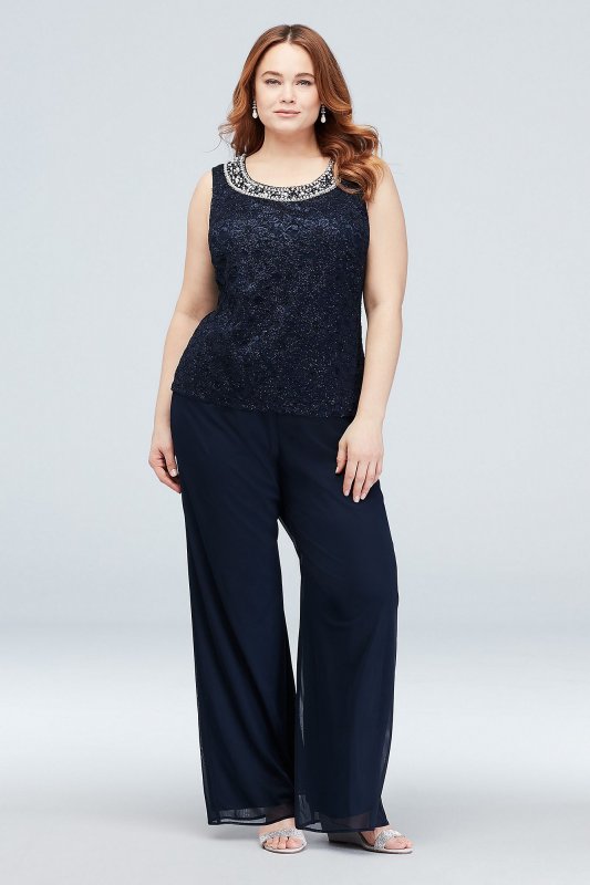 Waterfall Glitter Lace Chiffon Plus Size Set RM Richards 5008W