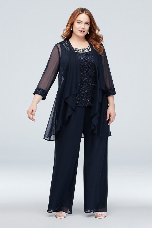 Waterfall Glitter Lace Chiffon Plus Size Set RM Richards 5008W