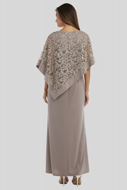 Jersey Sheath Gown with Sequin Lace Capelet RM Richards 5239