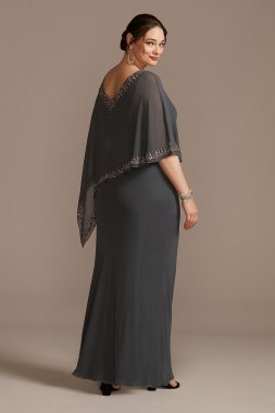 Chiffon Long Dress with Embellished Sheer Popover Alex Evenings 81351534