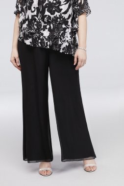 Chiffon Wide-Leg Pants with Waist Tie Alex Evenings 532071