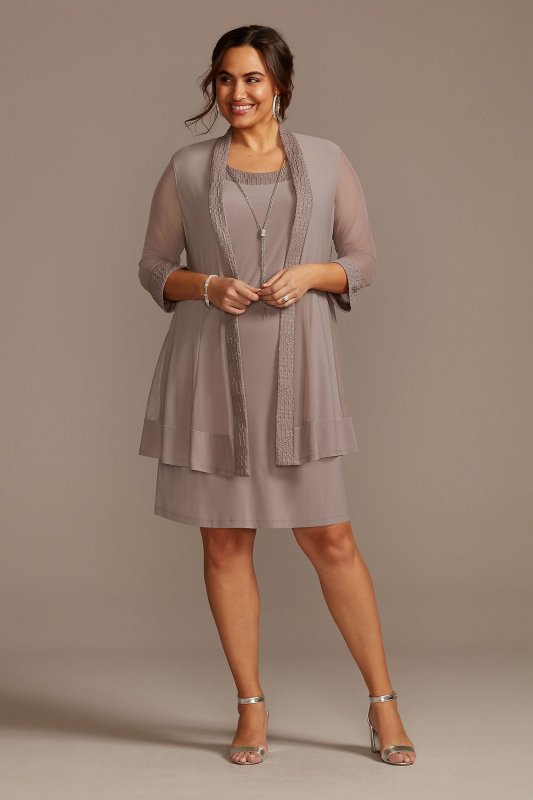 Plus Size Jersey Dress and Sheer Sleeve Jacket Set RM Richards 5394W