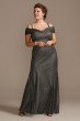 Off Shoulder Metallic Plus Size Gown with Godets RM Richards 5759W