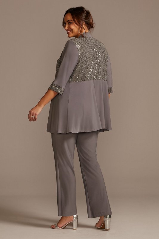 Sequin Chiffon Plus Size Three-Piece Pantsuit Set RM Richards 5817W