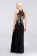 Metallic Embroidered Jersey Chiffon Halter Dress Cachet 59562D