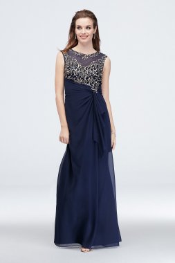 Metallic Embroidered Cap Sleeve Sheath Dress Cachet 60011D