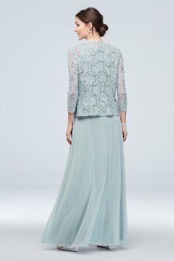 Three-Piece Chiffon Skirt and Lace Sweater Set Cachet 60270D