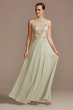 Illusion High Neck Floral Embroidered Chiffon Gown Cachet 60273D