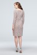 Glitter Lace 3/4-Sleeve Cocktail Dress with Belt Cachet 60427D