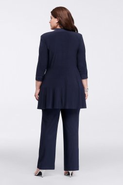 Mock Two Piece Lace and Jersey Pant Suit RM Richards 7772W