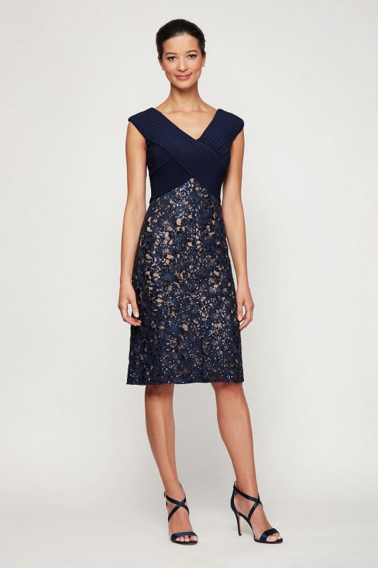 Sequin Embroidered Portrait Collar Sheath Dress Alex Evenings 81122224