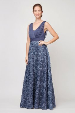 Sleeveless Drapey Surplice Rosette Ball Gown Alex Evenings 81122364