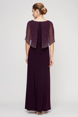 Chiffon Long Dress with Embellished Sheer Popover Alex Evenings 81351534