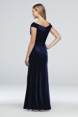 Off-the-Shoulder Velvet Gown with Beaded Detail Alex Evenings 8191770