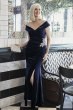 Off-the-Shoulder Velvet Gown with Beaded Detail Alex Evenings 8191770