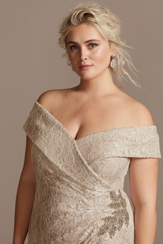 Off the Shoulder Embellished Detail Plus Size Gown Alex Evenings 84122267