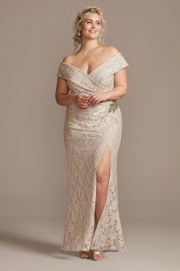 Off the Shoulder Embellished Detail Plus Size Gown Alex Evenings 84122267