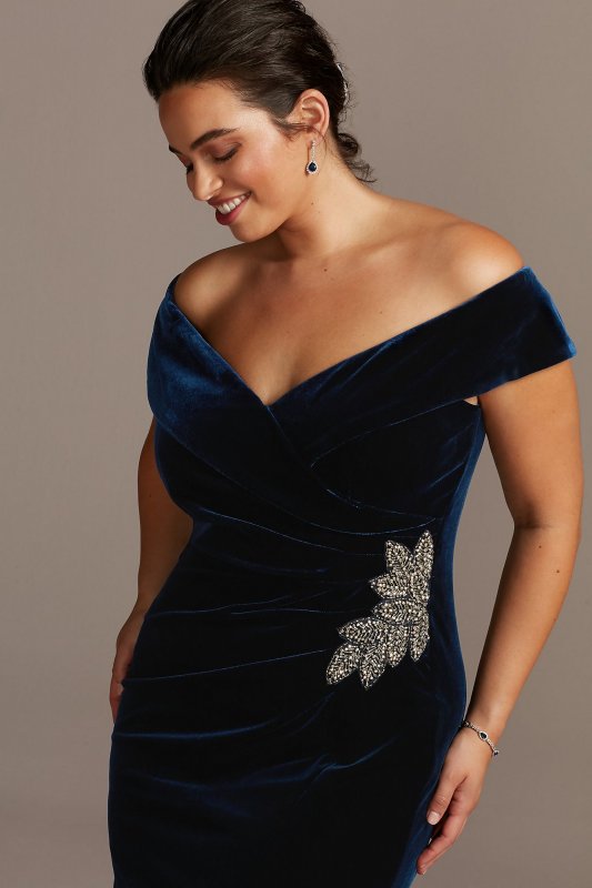 Beaded Off-the-Shoulder Velvet Plus Size Gown Alex Evenings 84917701