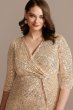 Sequin 3/4 Sleeve Wrap Front Plus Size Dress Alex Evenings 8496646