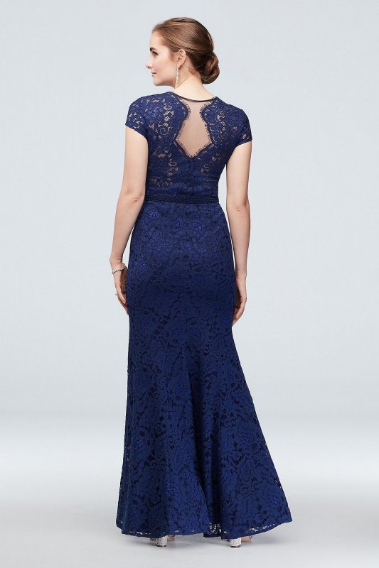 Cap Sleeve Lace Mermaid Gown with Notch Neckline JS Collections 866379