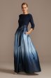 3/4 Sleeve Jersey Bodice Ombre Ball Gown SL Fashions 9151111