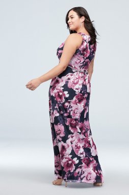 Off-the-Shoulder Plus Size Dress with Cascade Betsy and Adam A21009W