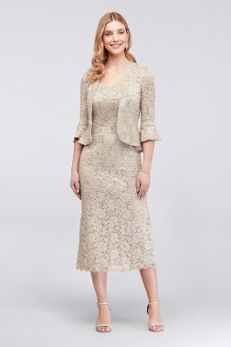 Stretch Sequin Lace Tank Dress and Matching Jacket RM Richards 9896