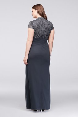 Embroidered Sequin Flower V-Neck Tulle Gown Alex Evenings 8117859