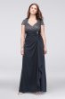 Gathered Jersey Plus Size Dress with Lace Bodice Betsy and Adam A18436W