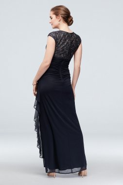 Printed Satin One-Shoulder Plus-Size Ball Gown Betsy and Adam A21528W