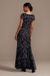 Bead and Sequin Embellished Scoopneck Mesh Gown Pisarro Nights D1406